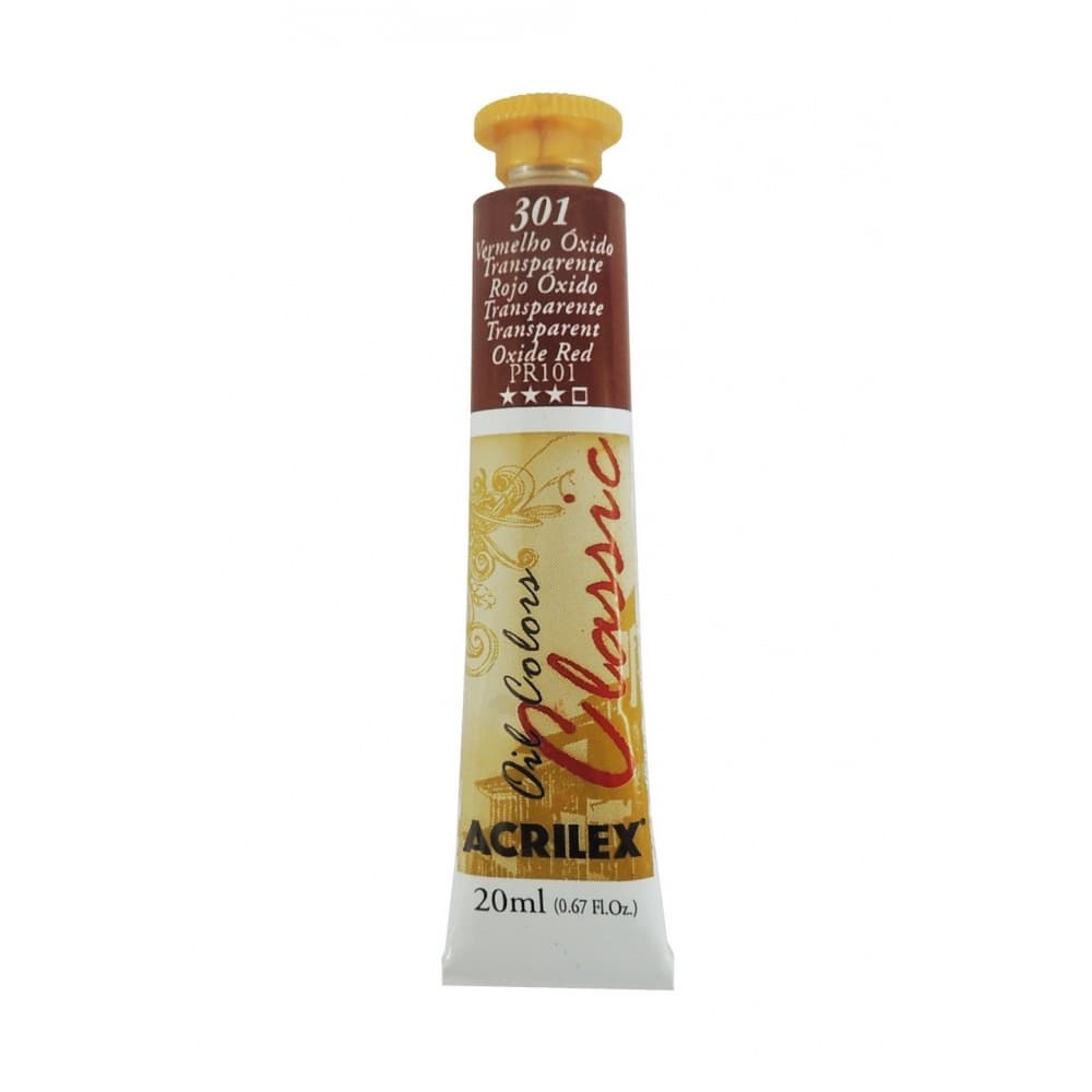 Tinta a Oleo Acrilex Vermelho Óxido Transparente 301 Oil Colors Classic
