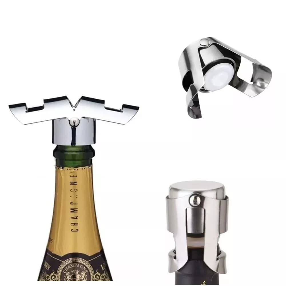 Tampa Para Champagne Vinho Espumante Rolha Garrafa Inox Design De Luxo
