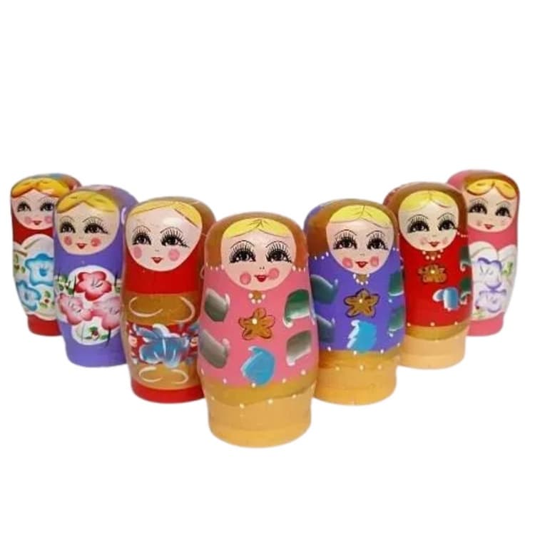 Conjunto Com 5 Bonecas Russas Matrioskas Em Madeira