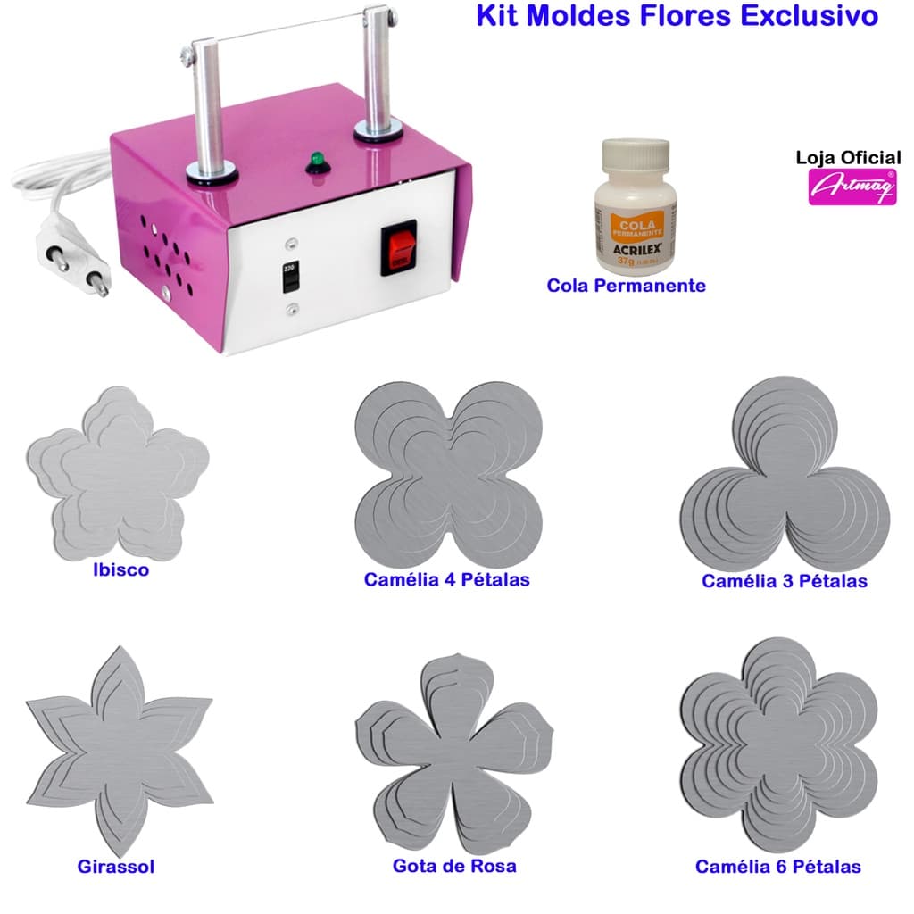 Máquina De Cortar E Selar Fitas + Kit Moldes Flores - K06