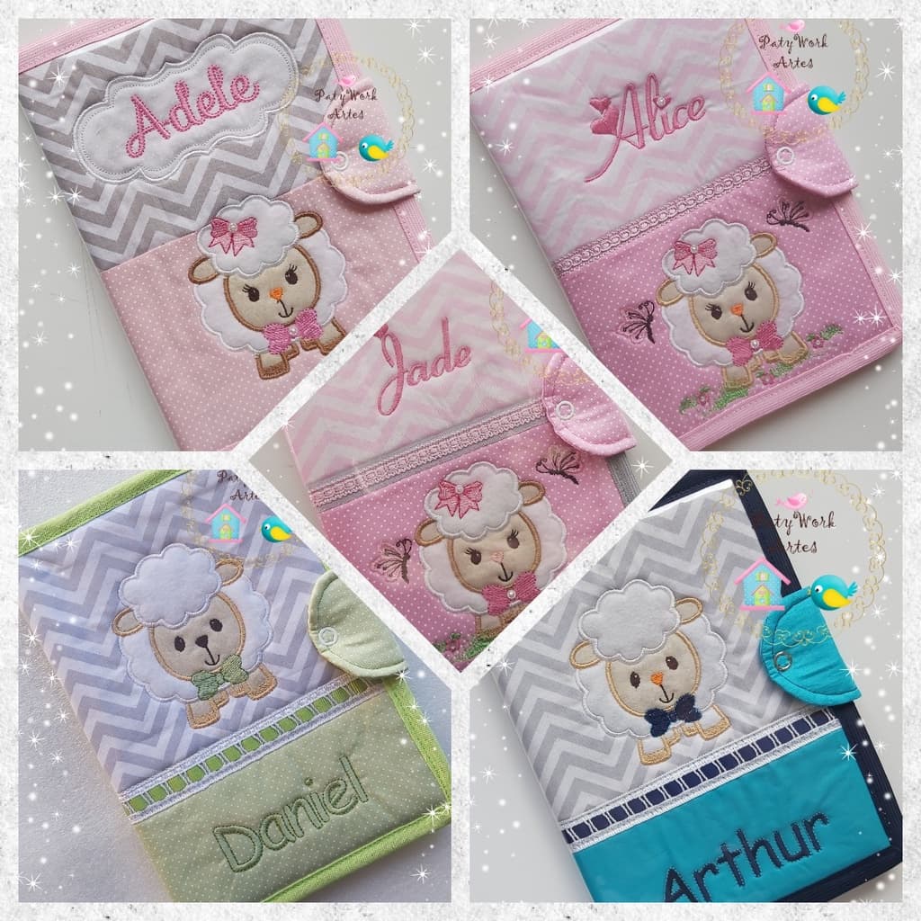Capa Porta Caderneta de Vacina Ovelhinha PatyWork