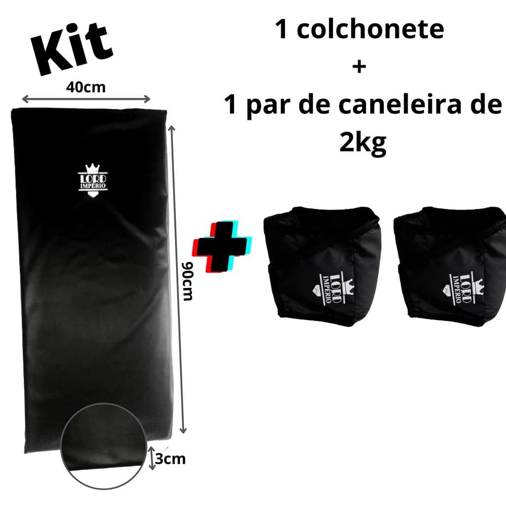 kit colchonete + tornozeleira/caneleira peso de 2kg - par -  cor preto - Lord Império
