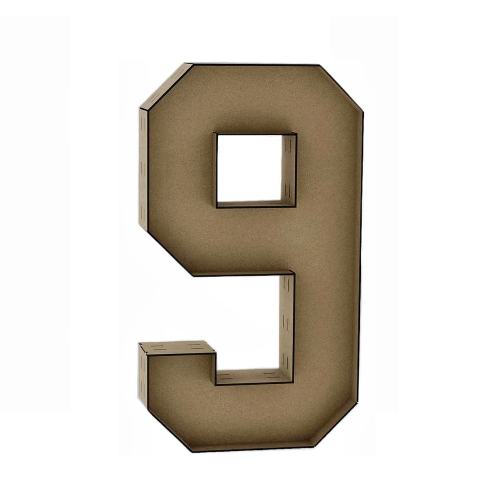 Letra Caixa Número 9 30cm MDF Decoração Festa Nome Palavra