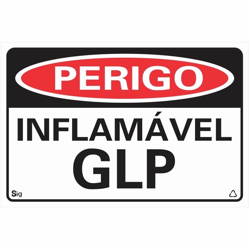 Placa  de Sinalização  PERIGO INFLAMÁVEL GLP 20X30 CM