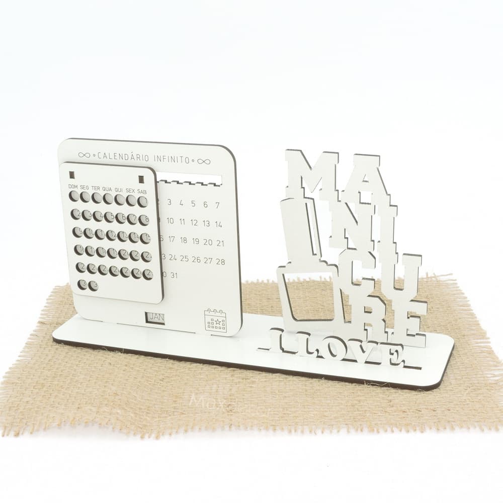 5 Calendário Infinito Personalizado Mdf Branco - Manicure