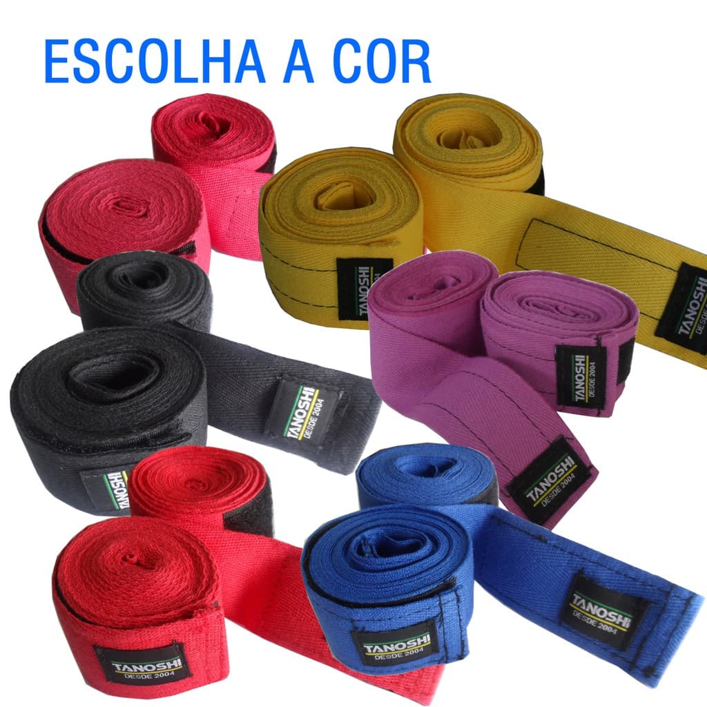 Bandagem algodão (par) 3metros para Muaythai, Sanda, kickboxing, MMA, Artes Marciais