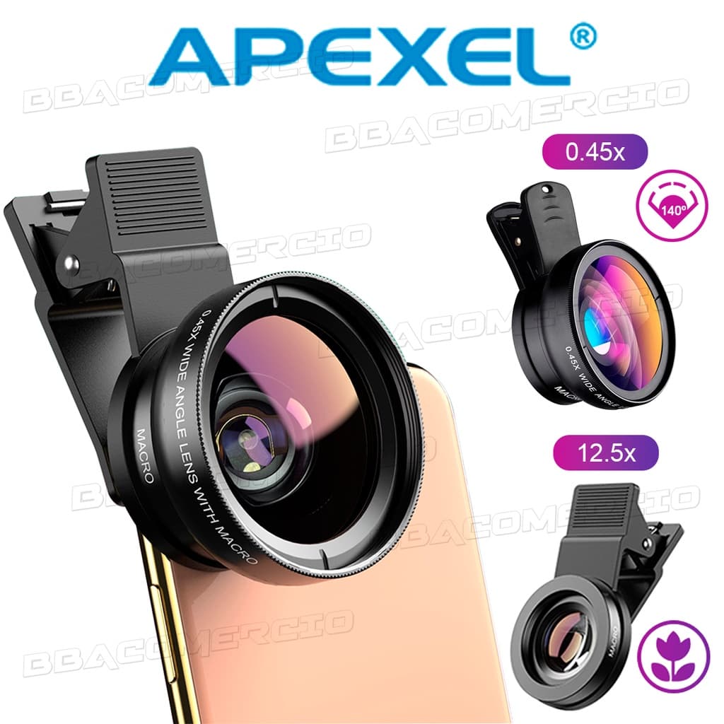Lente Celular Macro para Celular Foto Fotografia 12.5x E Super Ângulo Amplo 0.45x Apexel