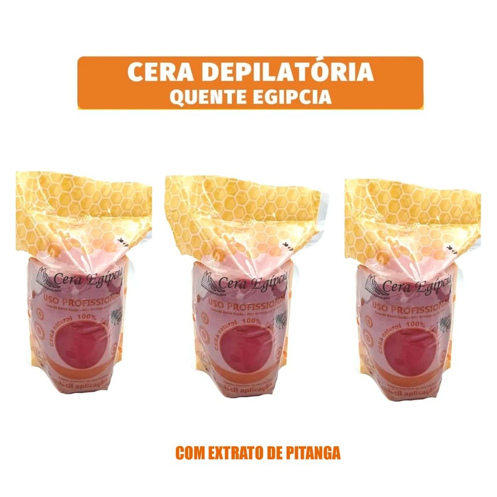 Kit 3 Ceras Egipcia Quente Depilatória Elástica Cravo 500g