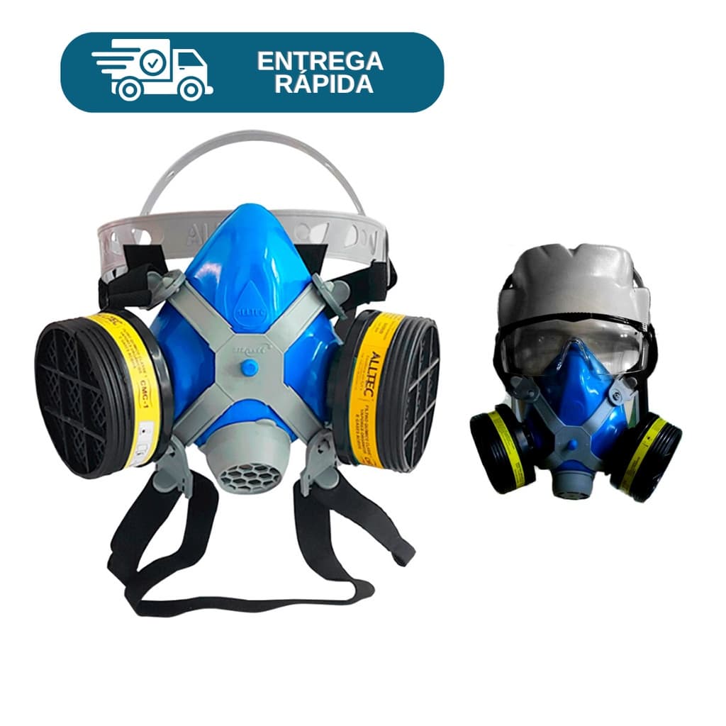 Mascara Respirador Semi Facial Com 2 Filtros VO/GA Mastt Alltec 2402 P/ Pintura Poeira Gases Nevoas