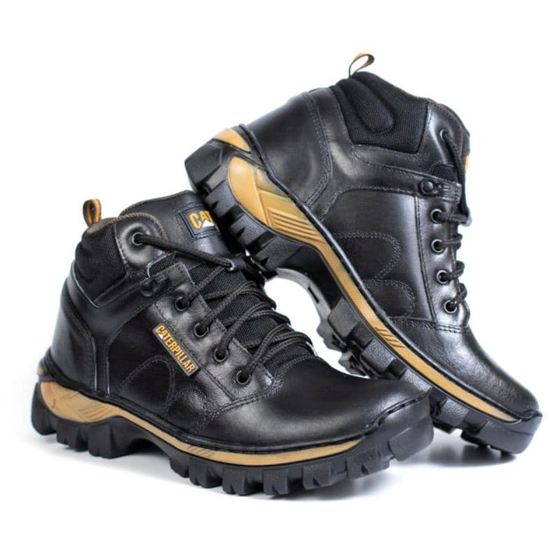 Bota Coturno Caterpilar100%Couro com C.A Bico PVC.cor PRETO