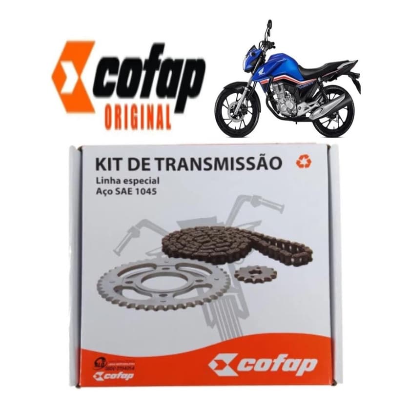 Kit Relacao Transmissao Tracao Honda Cg Titan Fan 160 2015 2016 2017 2018 2019 2020 2021 Original Cofap Sem retentor