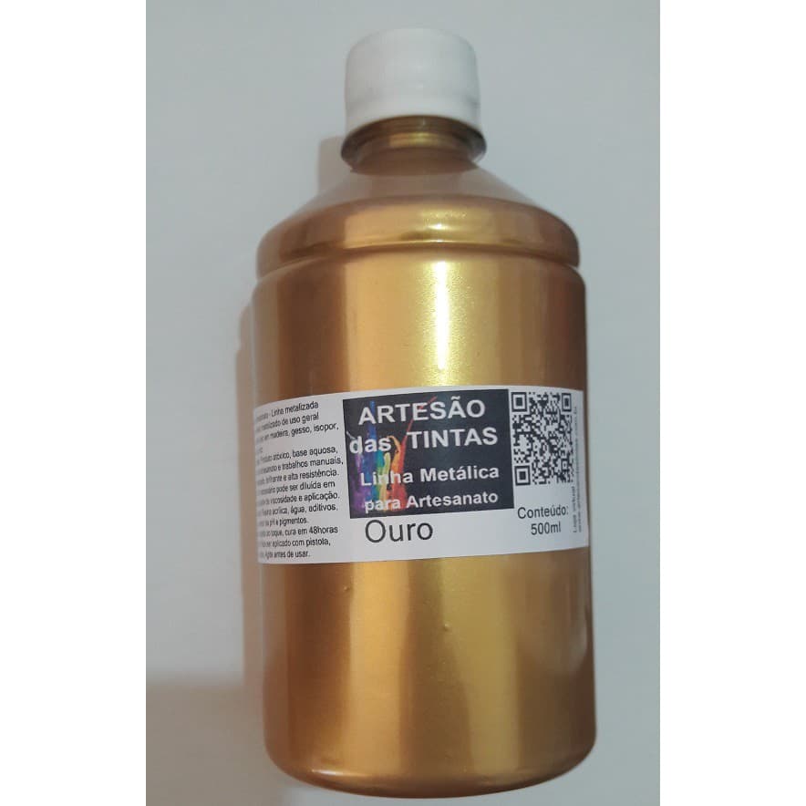 Tinta Ouro Metálica - Tinta Para Arte e Artesanato, gesso - 500Ml
