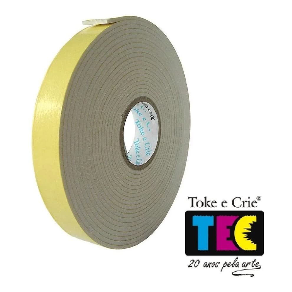 Fita Banana Adesiva de Espuma Dupla Face 19mm x 5,5m Toke e Crie