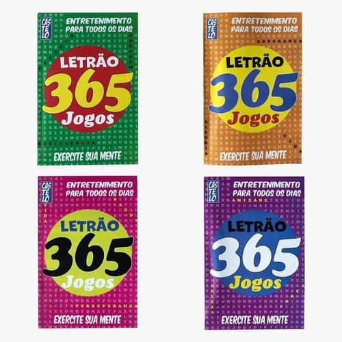 Kit 4 Livros 365 Caça Palavras Passatempo Mais de 5000 Palavras Letras Grandes Letrão