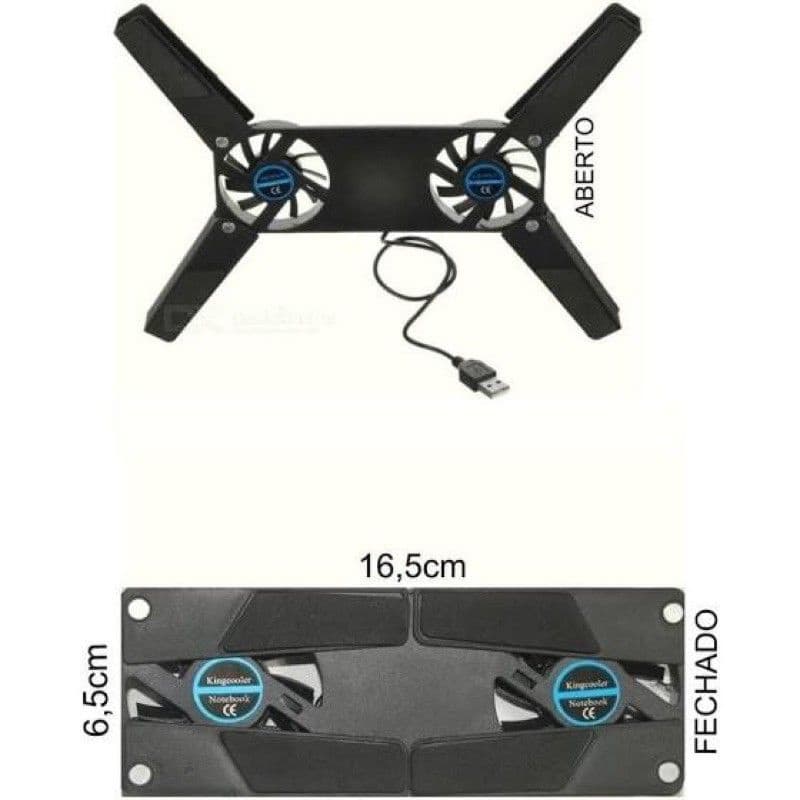 suporte base para Notebook com cooler e led cor preto