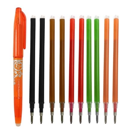 10 Refil + 01 Caneta Mágica Fantasminha Tecido Apaga Calor