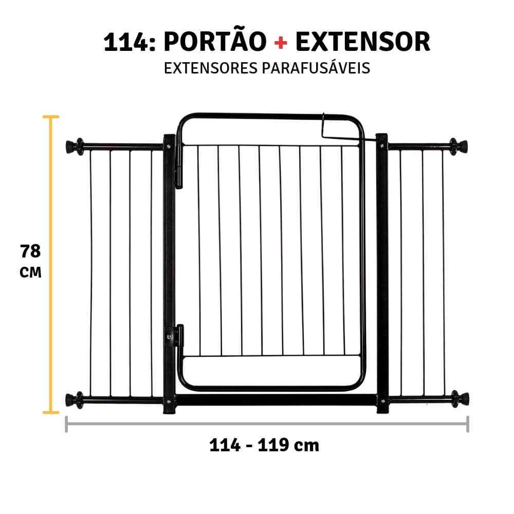 Grade Portão Proteção Pet Cachorro 114 A 119 Cm Criança Cães