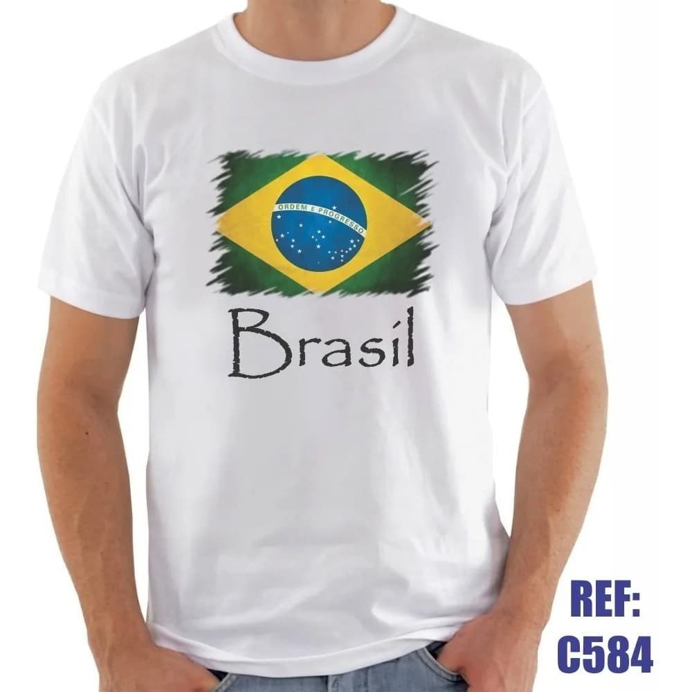 Camisa Brasil Bandeira Verde Amarelo País Personalizada