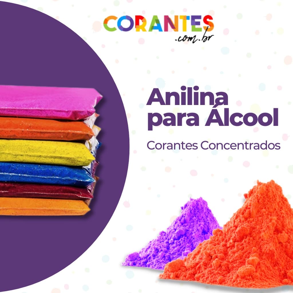 Anilina para Alcool para Tingir Madeira Serragem Papel Cabelo Vimes Gesso Flores Artesanato em Geral Várias Cores