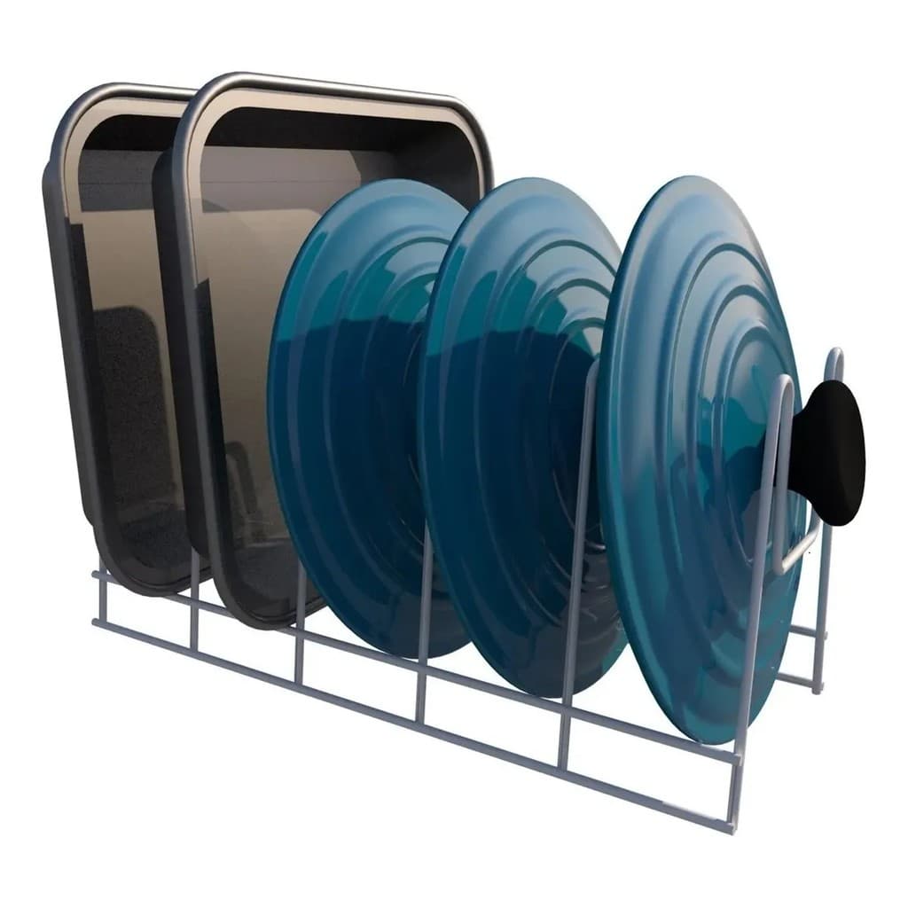 Organizador De Tampa De Panela Armário Cozinha Aramado Aço