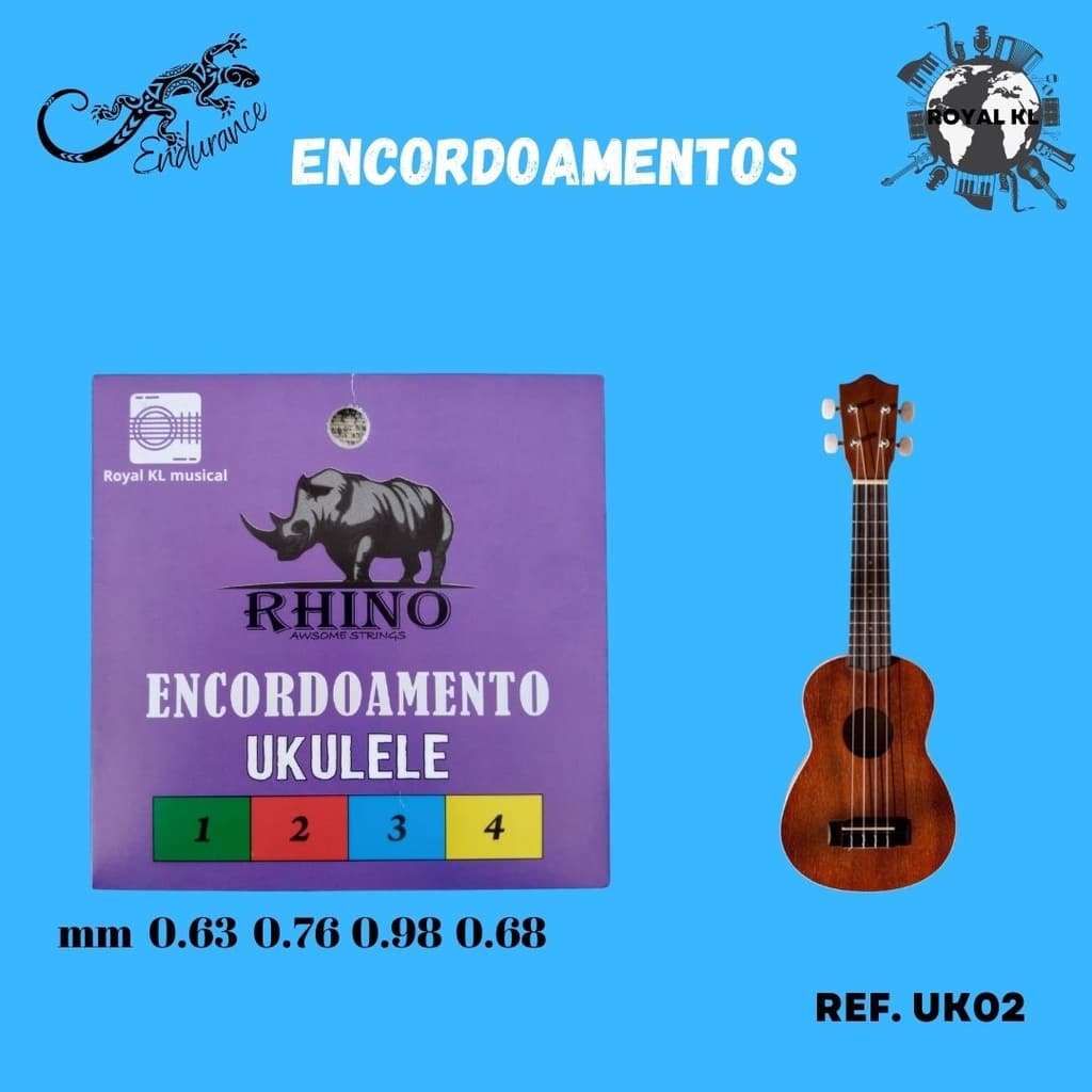 Encordoamento Ukulele Colorido Soprano Concert Rhino Royal