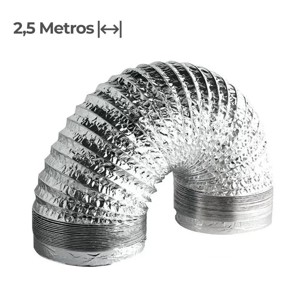 Duto Flexivel 300mm 2,5 Metros Aluminizado Alta Resistencia Para Exaustor Coifa