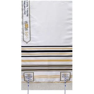 Talit Messiânico Nacional Preto Com Tzitzit 160m X 50cm