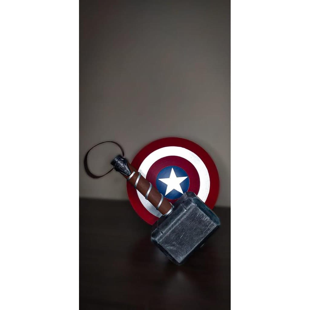 Kit Mini Martelo + Escudo Capitão América 30cm