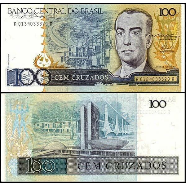 Cedula C 185 100 Cruzados 1986 - Flor de Estampa