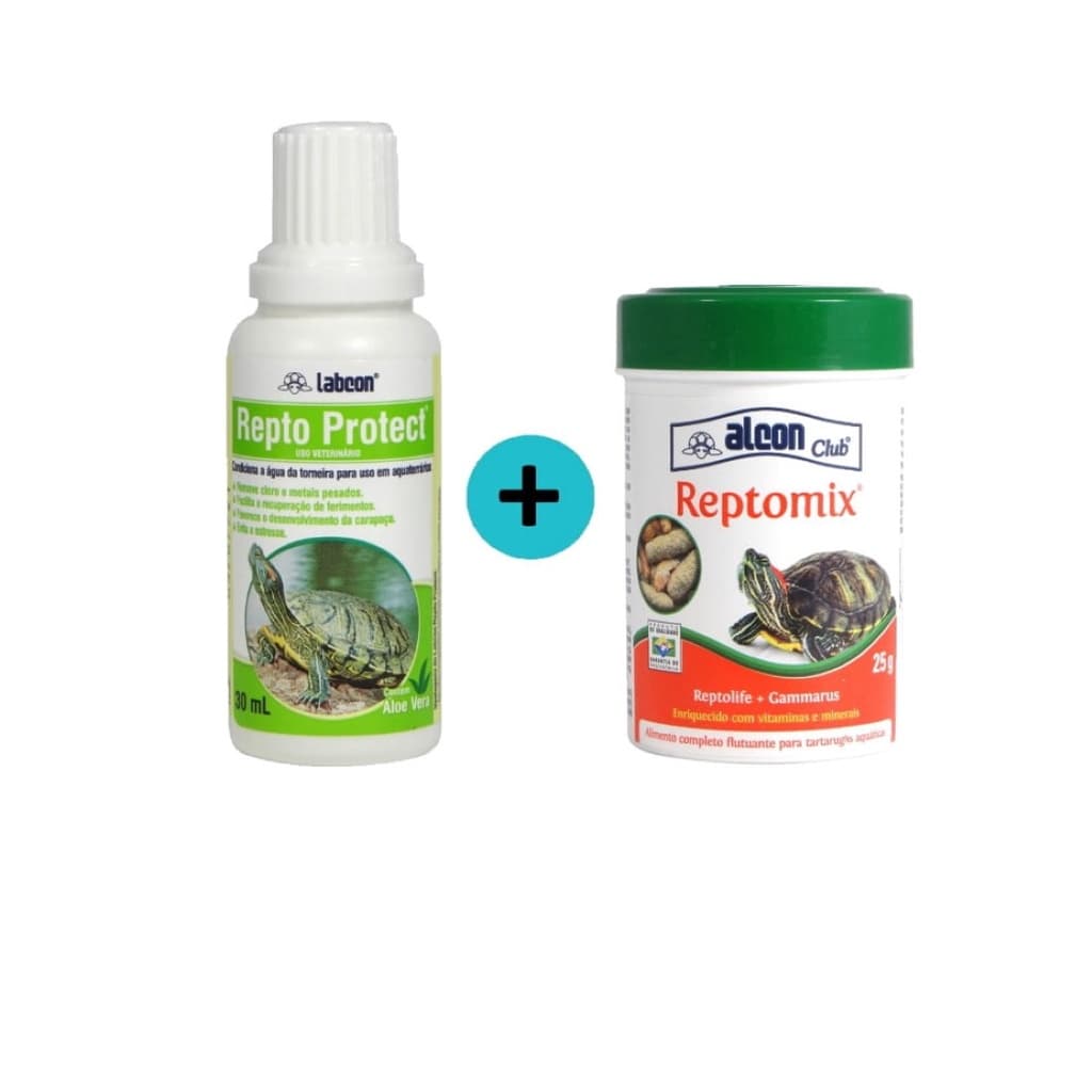 Kit 1 Labcon Repto Protect 100ml + 1 Ração Reptomix 25g Alcon