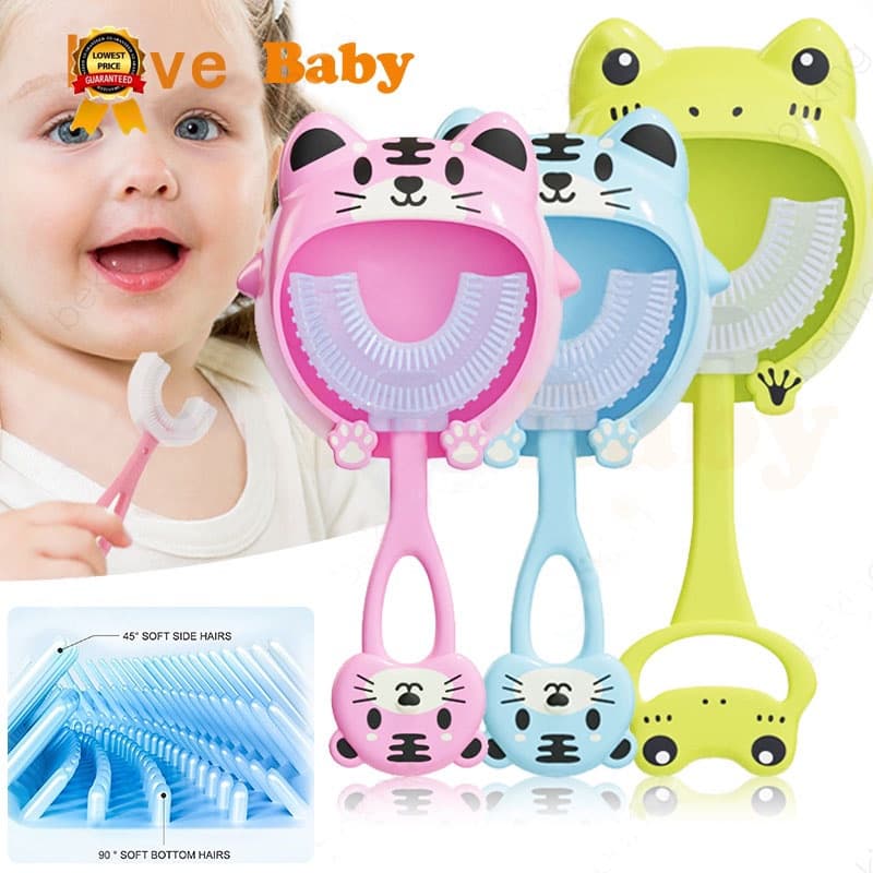 360 Graus Escova De Dentes Infantil Em Forma De U 2-12 Anos (Estoque)