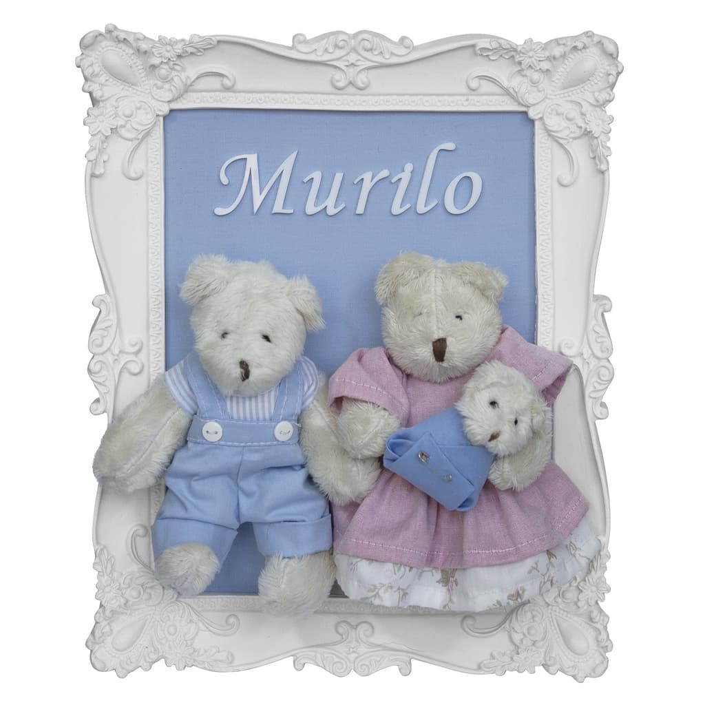 Enfeite Maternidade Família Bebê Urso Ursinho Menino Azul