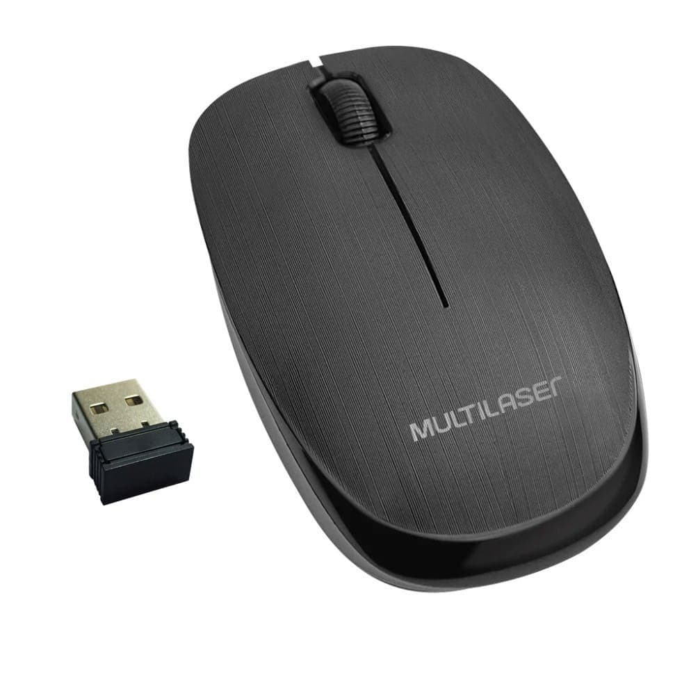 Mouse Sem Fio Wireless 2.4ghz 1200 DPI Multilaser Adaptador Ergonômico Slim Wi-Fi Notebook Pc Usb