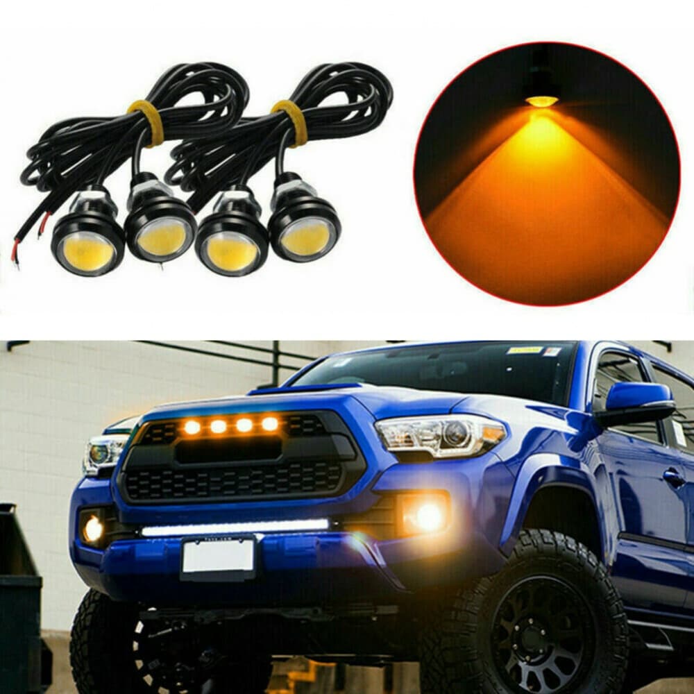 Kit de iluminação led para grade de carro, 4 unidades, luz olho de águia, para ford suv raptor svt-style âmbar universal