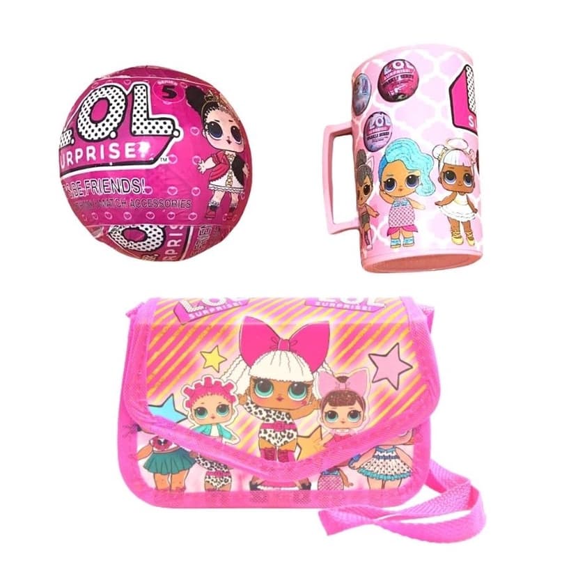 Kit LOL com Bolsinha + Copo + Bolinha Surprise