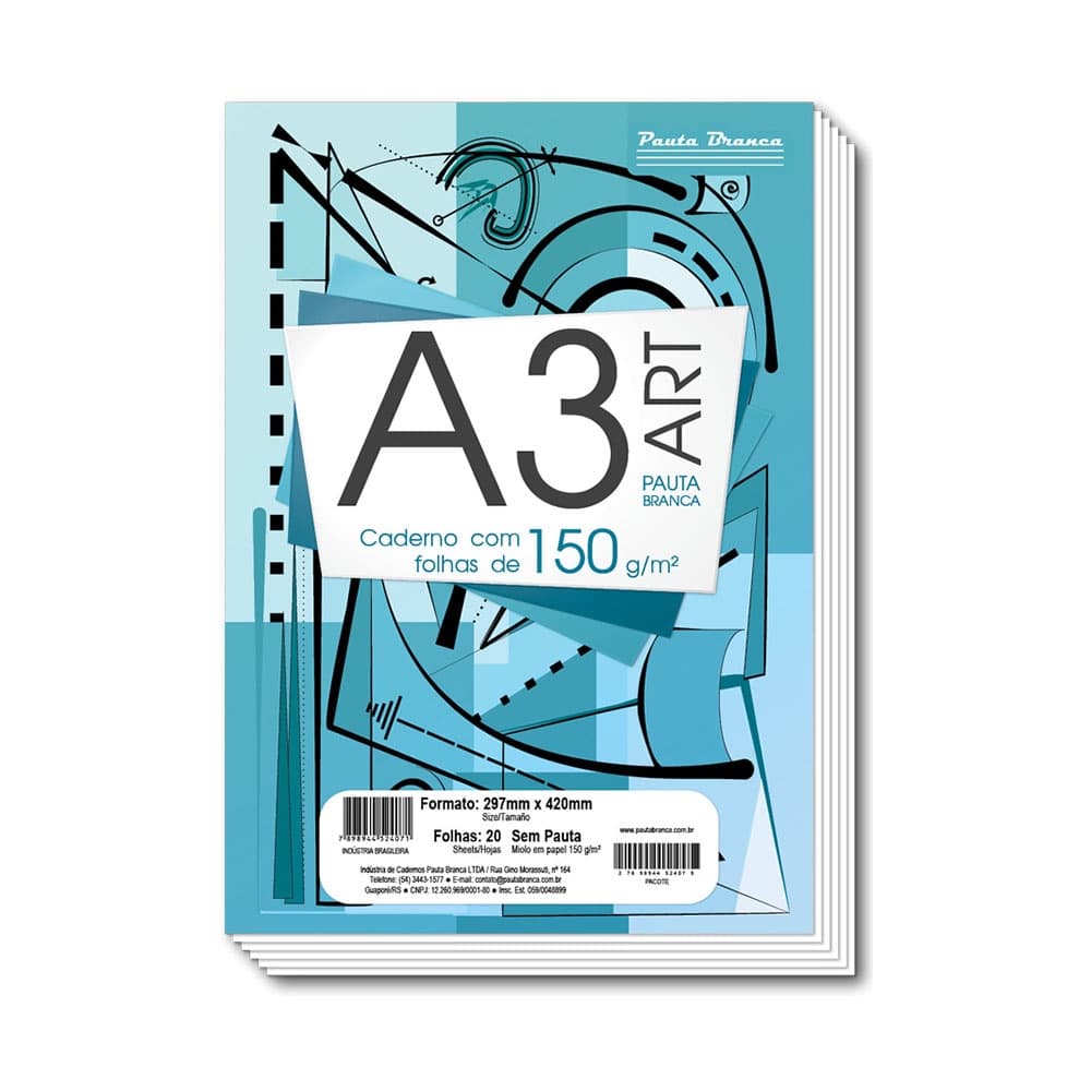 Bloco Desenho A3 150g 20 Folhas Pauta Branca