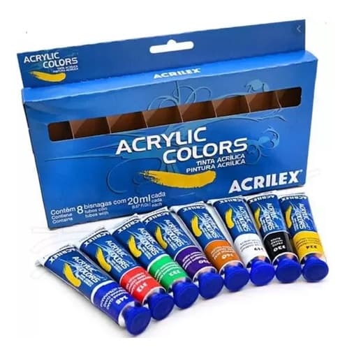 Estojo Tinta Acrílica Acrylic Colors Acrilex Com 8 Bisnagas