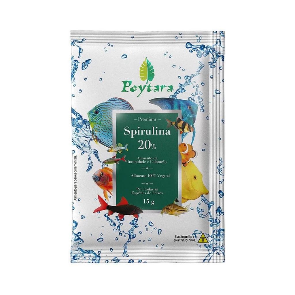 Racao Poytara Tropical Spirulina 20% Sache 15g Para Peixes