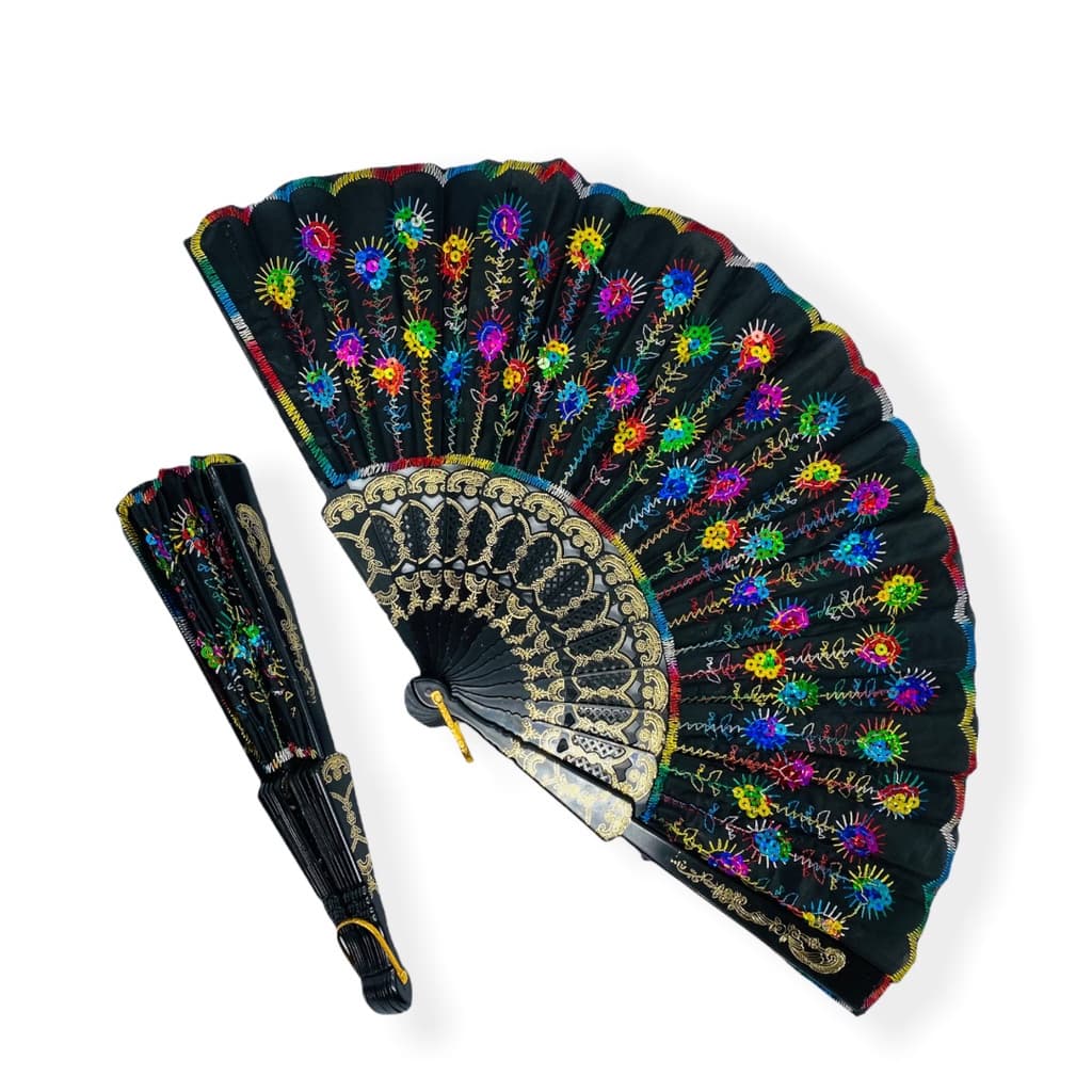 Leque Pomba Gira Cigana Paetê Luxo Cores Candomblé Umbanda