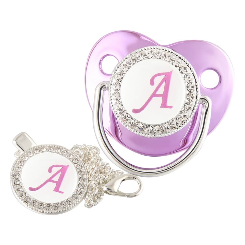 Chupeta De Bebê Roxa Com Letra Inicial E Clipe Pendente De 0 A 18 Meses