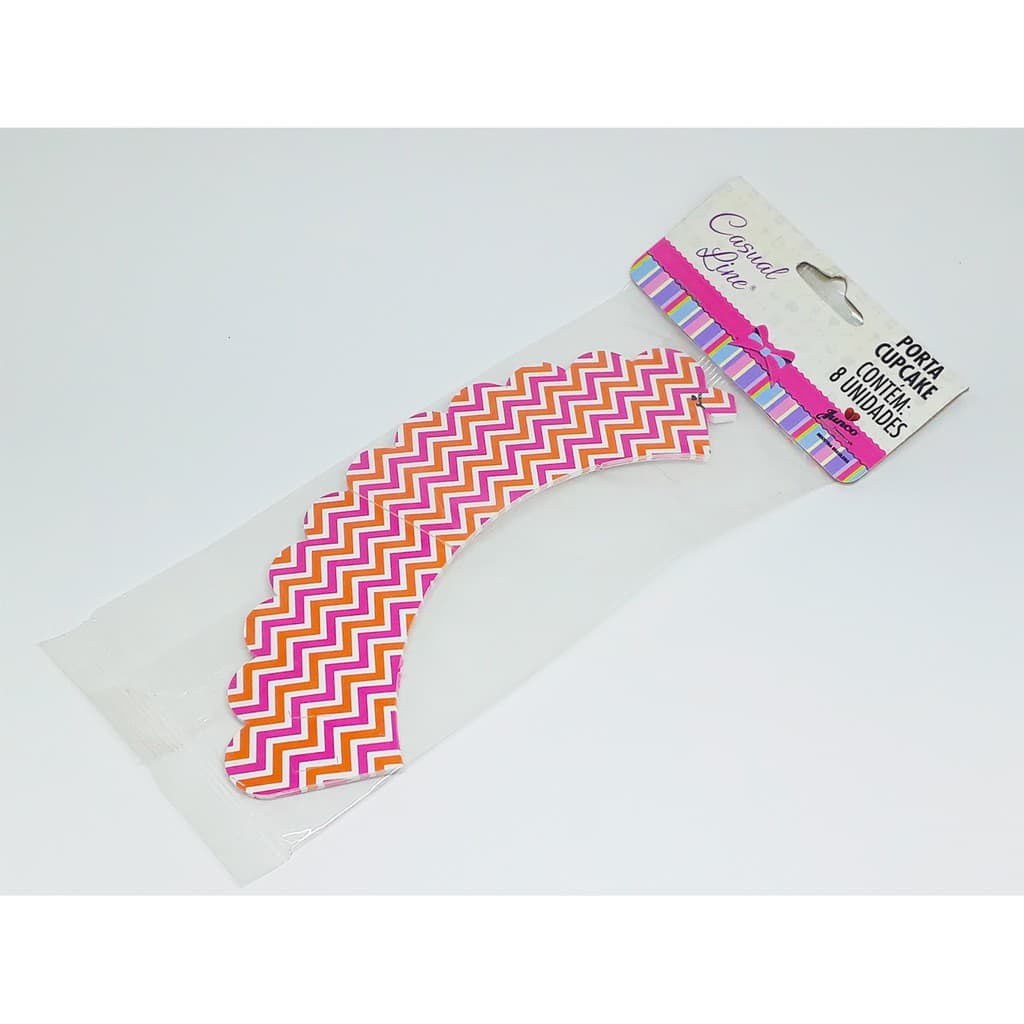 Porta Cupcake Chevron Pink Tangerina Junco c/8