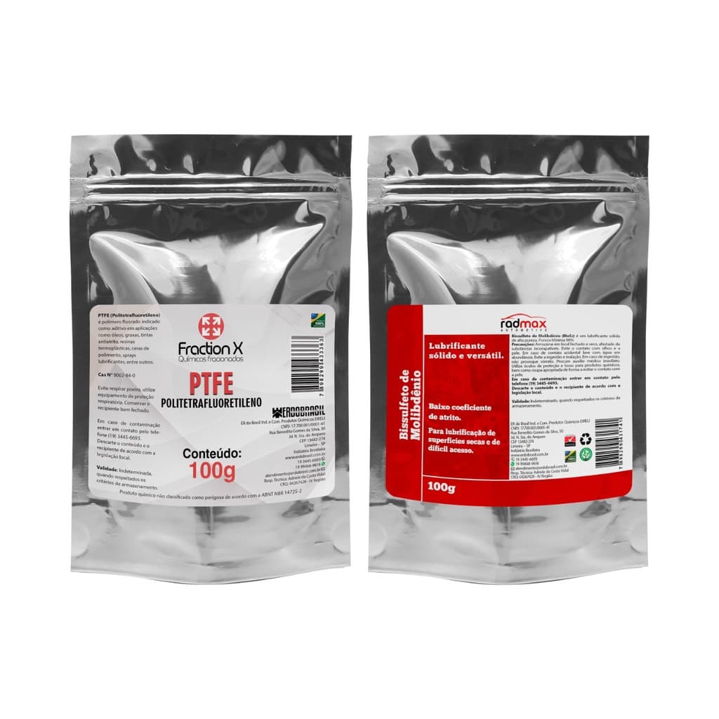 Kit 1 Bissulfeto de Molibidênio 100g e 1 Teflon PTFE 100g