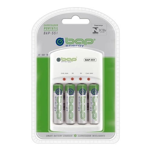 Carregador Super Rápido Bap-551 Com 4 Baterias Aa 2700 Mah