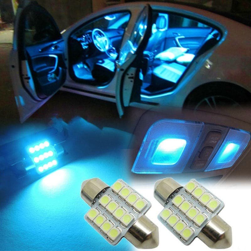 2 Pcs Ultra Blue 31mm 12SMD Festoon LED Em Cúpula Interior De Carro Lâmpada DC12V