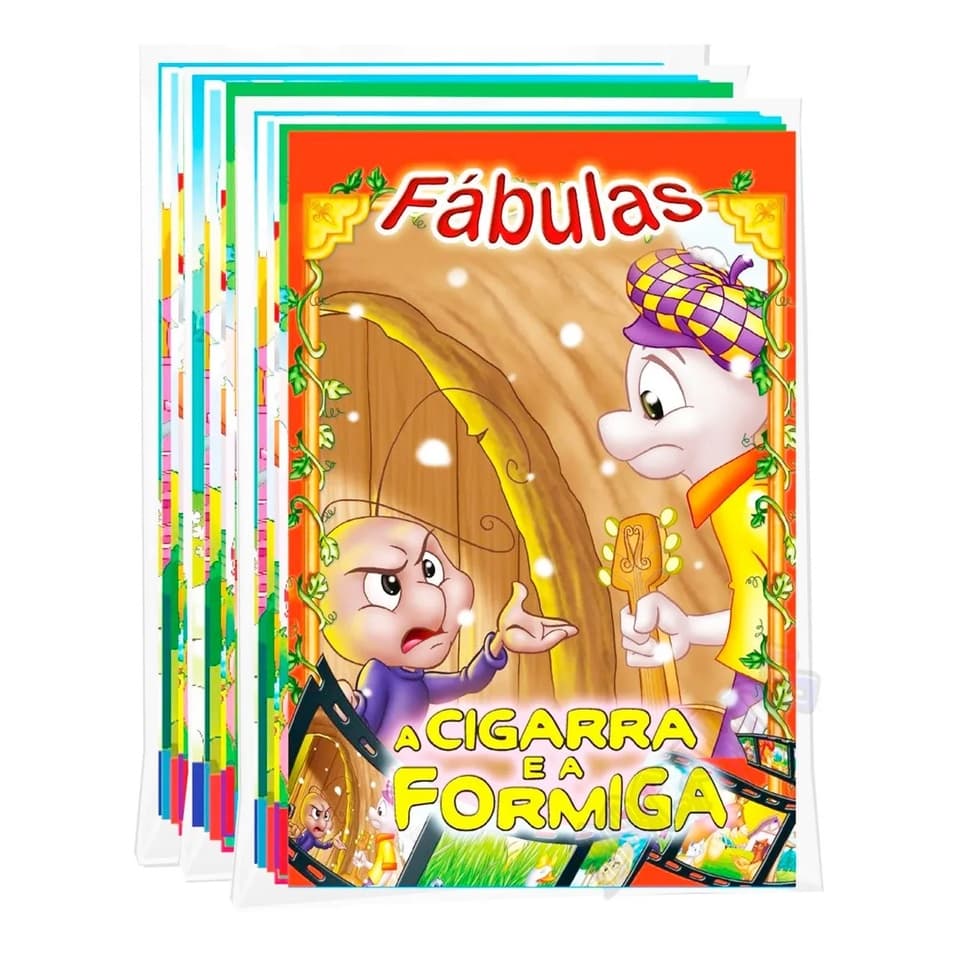 Kit C/ 24 Livrinhos - Coleções Clássicos Divertidos + Fábulas + Fazendinha do seu Lobato
