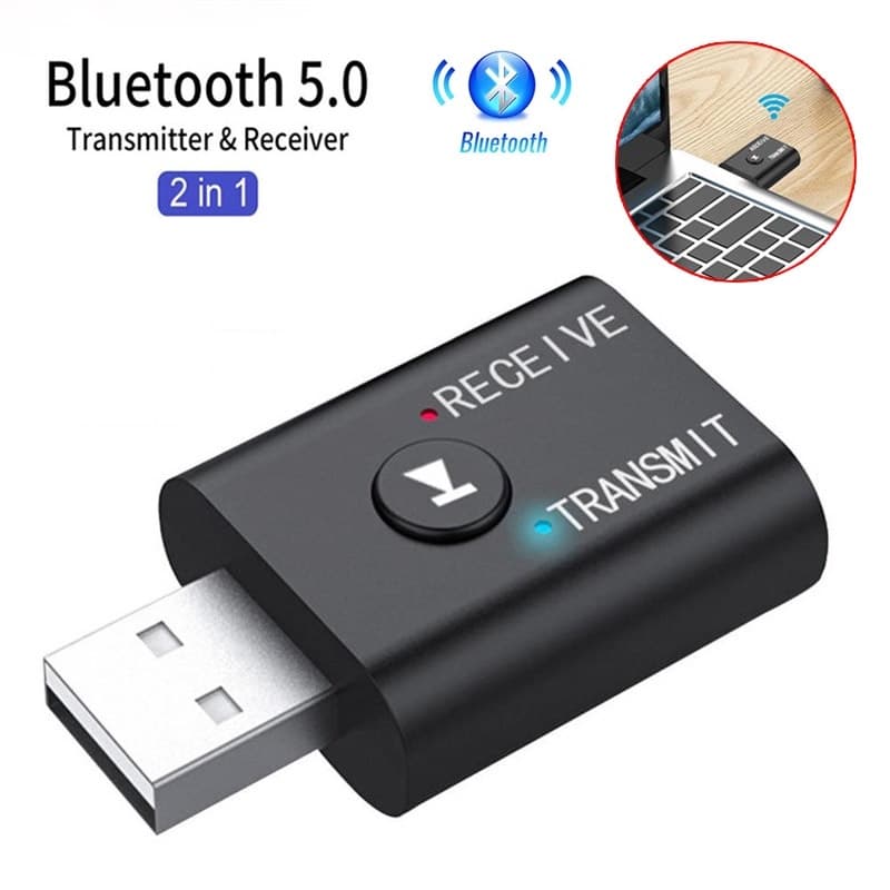 Receptor Transmissor Bluetooth 2 Em 1 USB Sem Fio Com Microfone Embutido As Mãos
