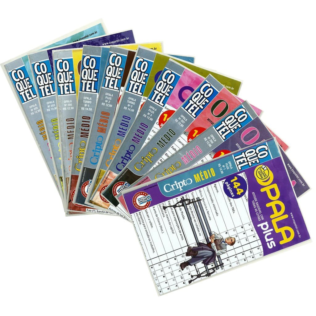 Kit 3 Coquetel Cripto Grama Média Passatempos (144 Páginas Cada)