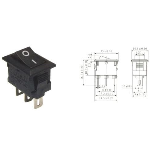 Kit 100 Peças -  Chave Gangorra Mini Kcd11-102 Liga/desliga 3t 3a Preta