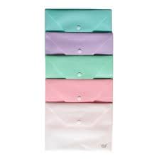 Pasta Botão Envelope A5 Tons Pastel.-YES