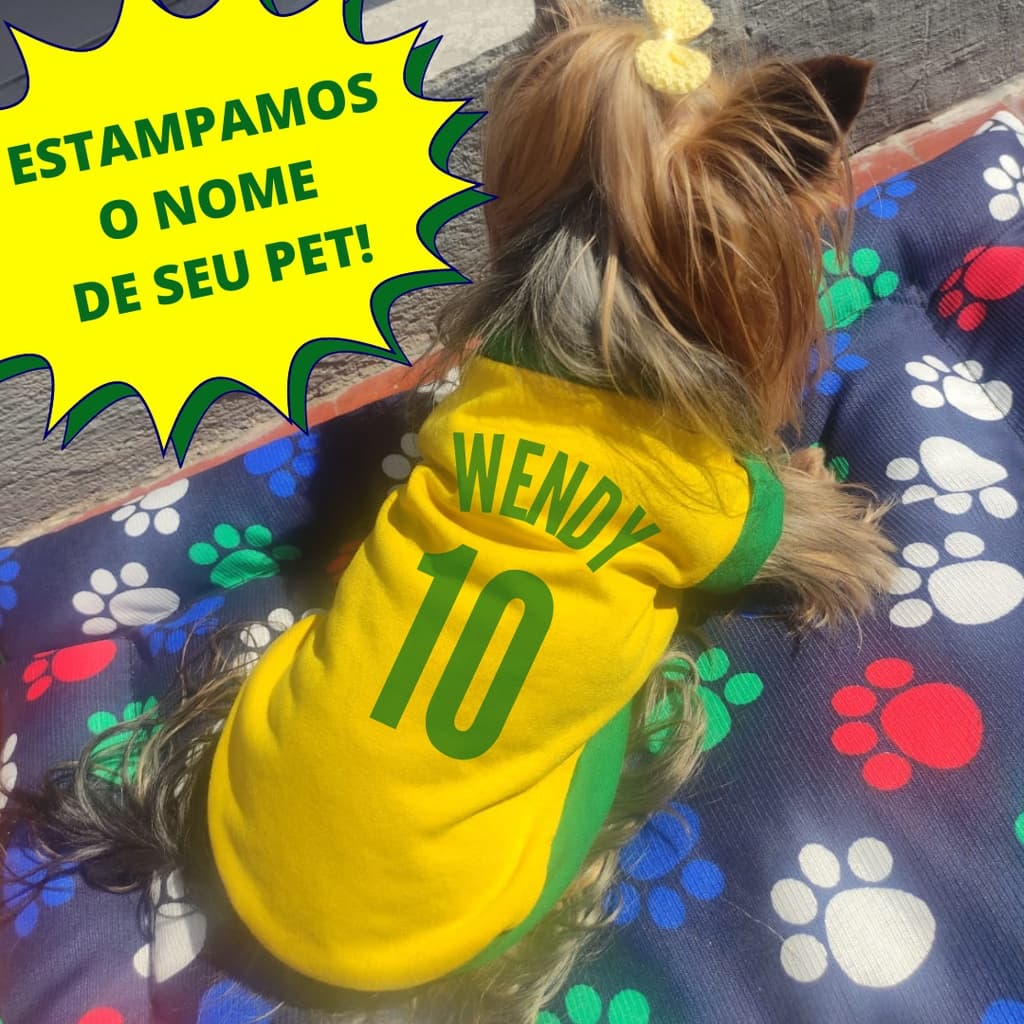 Roupinha Para Pet Personalizada Brasil 10 Copa Do Mundo Gato E Cachorro!